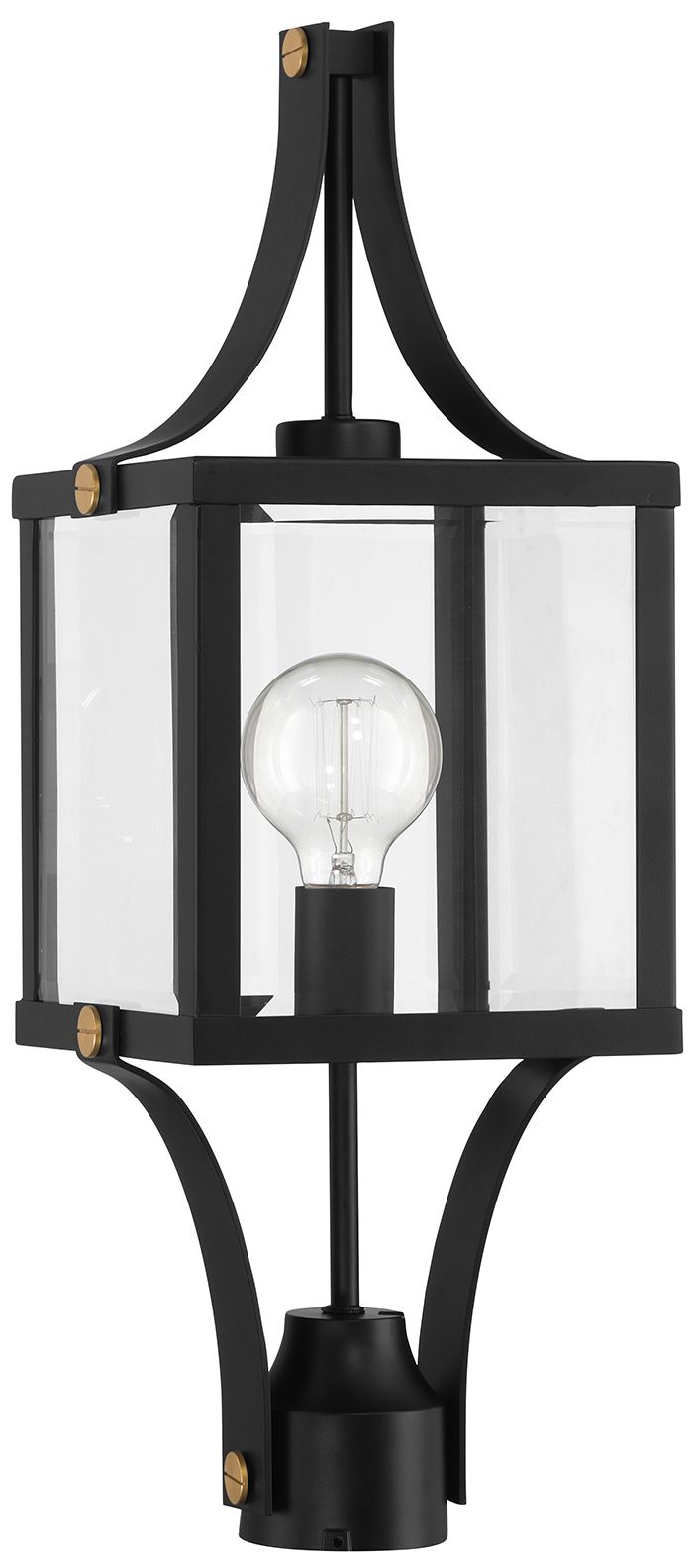 Image 2 Raeburn 1-Lt Outdoor Post Lantern Matte Black and Weathered Brushed Brass more views
