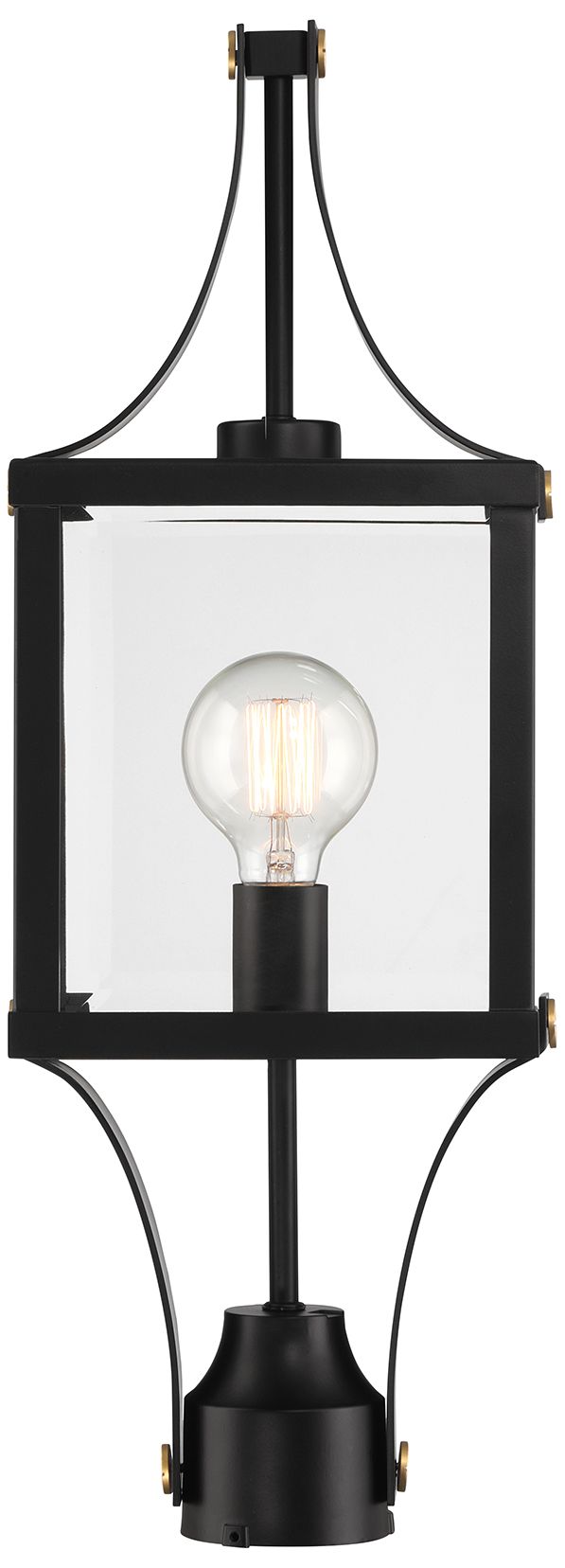 Image 4 Raeburn 1-Lt Outdoor Post Lantern Matte Black and Weathered Brushed Brass more views