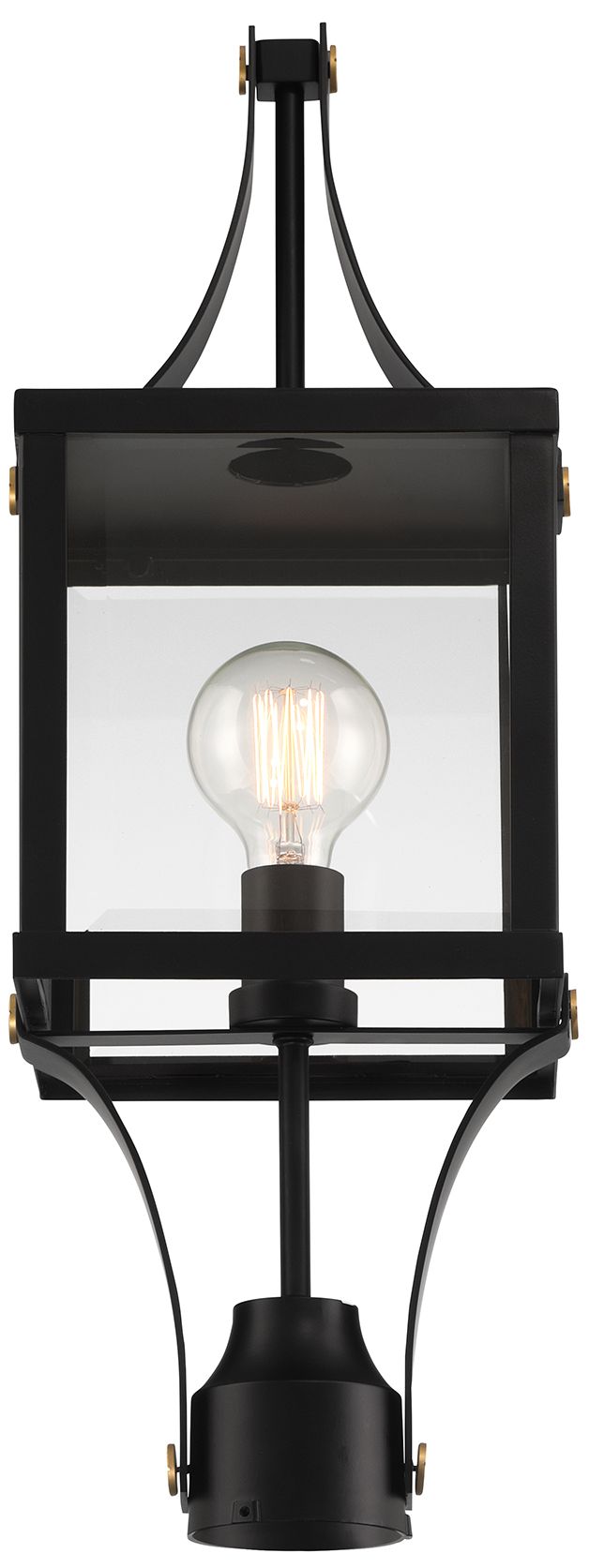 Image 5 Raeburn 1-Lt Outdoor Post Lantern Matte Black and Weathered Brushed Brass more views