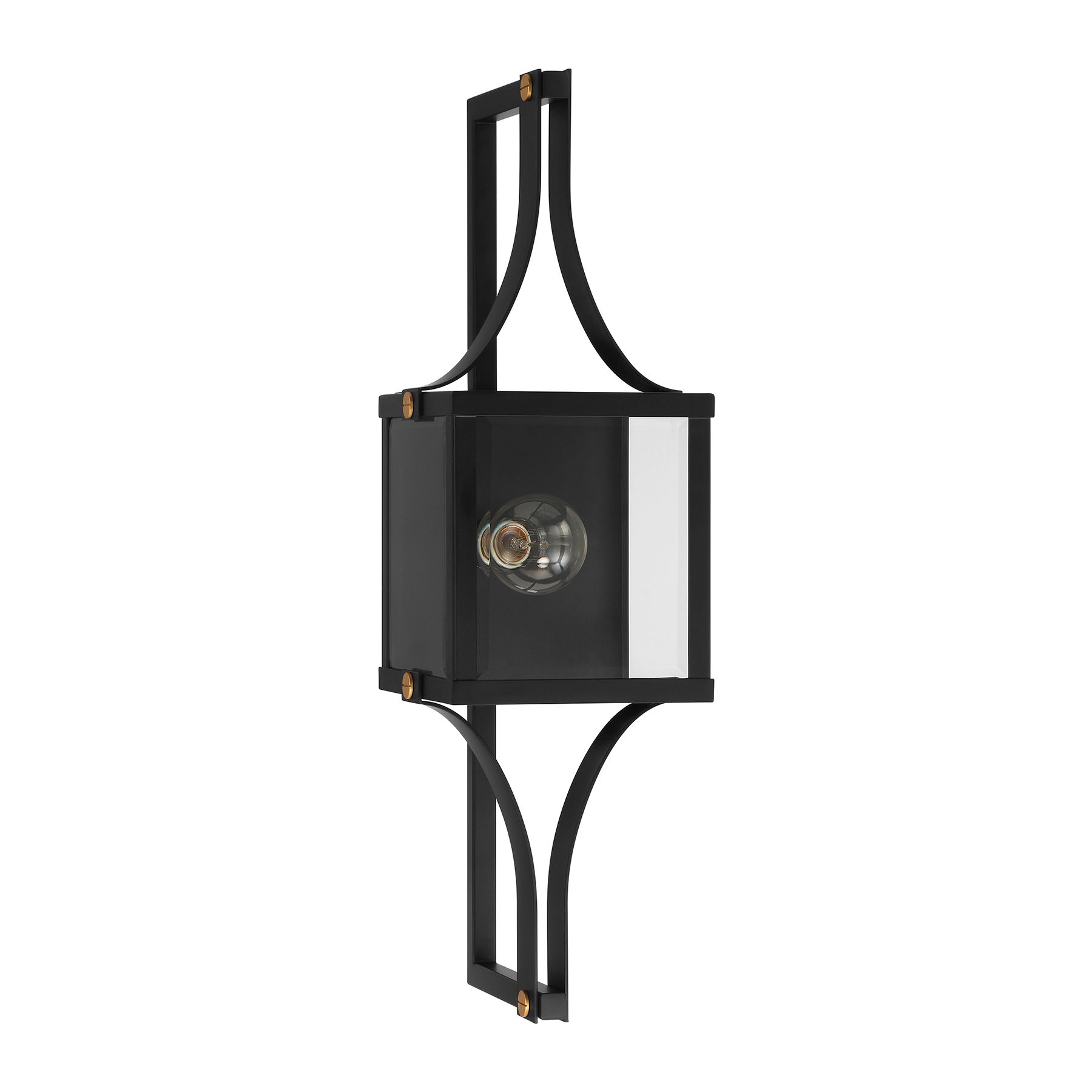 Image 2 Raeburn 1-Lt Outdoor Wall Lantern Matte Black and Weathered Brushed Brass more views