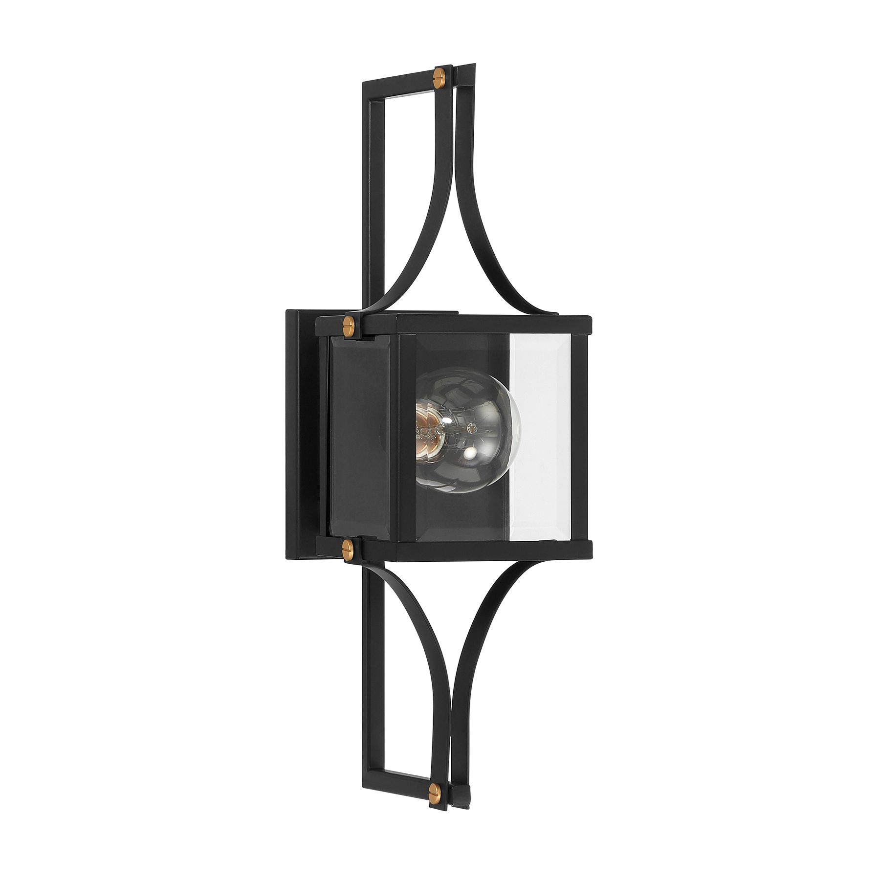 Image 2 Raeburn 1-Lt Outdoor Wall Lantern Matte Black and Weathered Brushed Brass more views