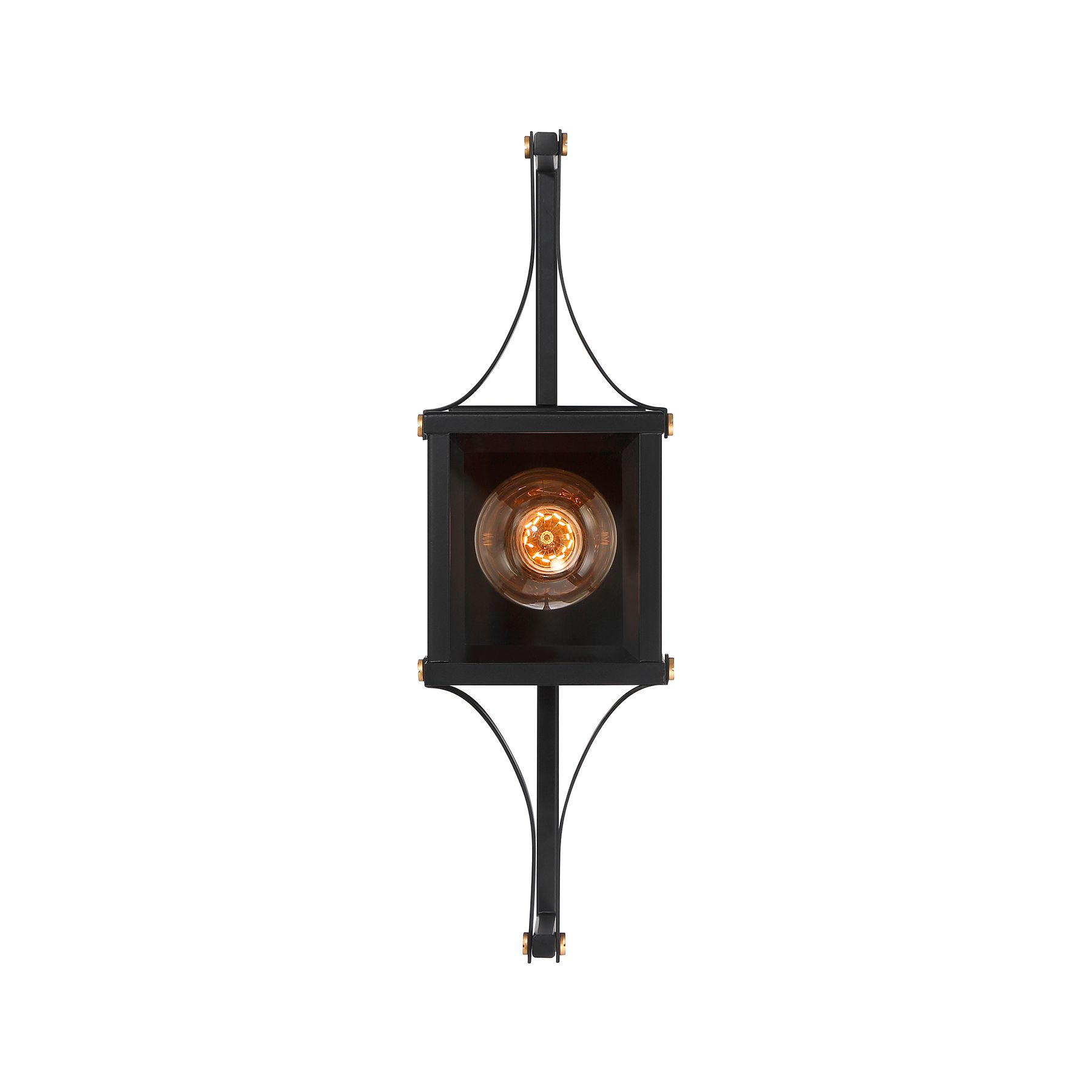 Image 3 Raeburn 1-Lt Outdoor Wall Lantern Matte Black and Weathered Brushed Brass more views