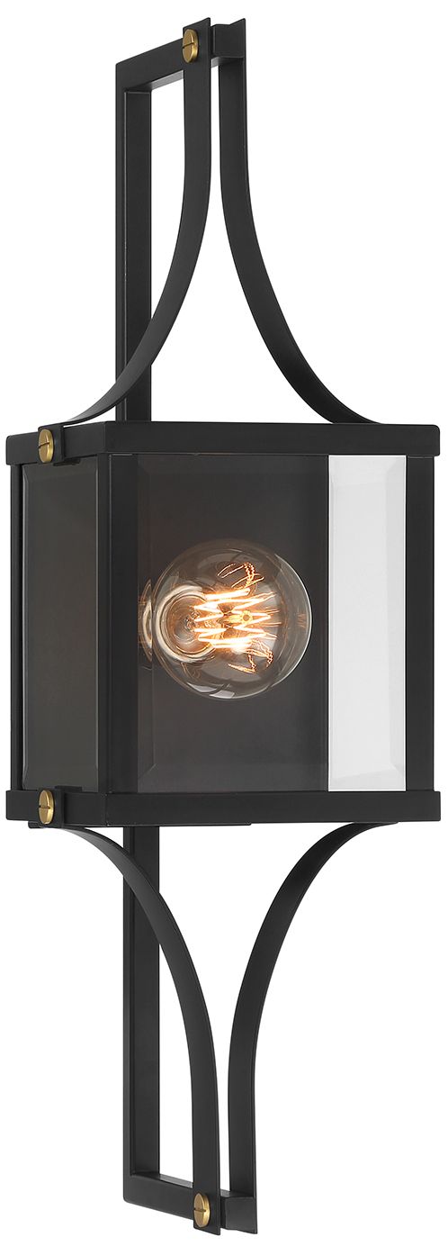 Raeburn 1-Lt Outdoor Wall Lantern Matte Black and Weathered Brushed Brass