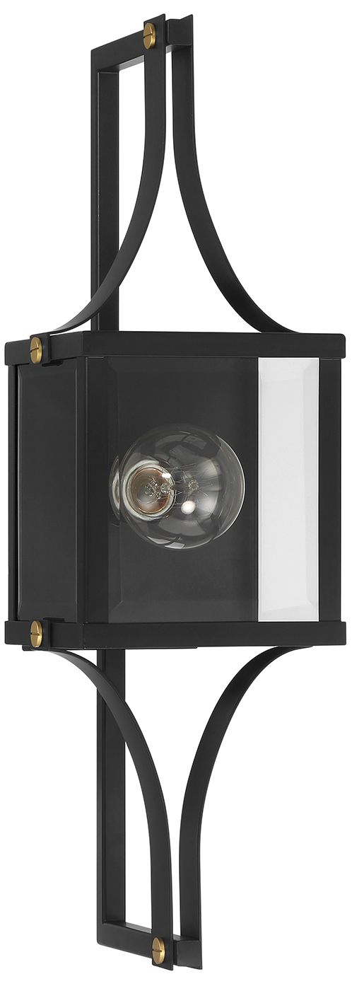 Image 2 Raeburn 1-Lt Outdoor Wall Lantern Matte Black and Weathered Brushed Brass more views