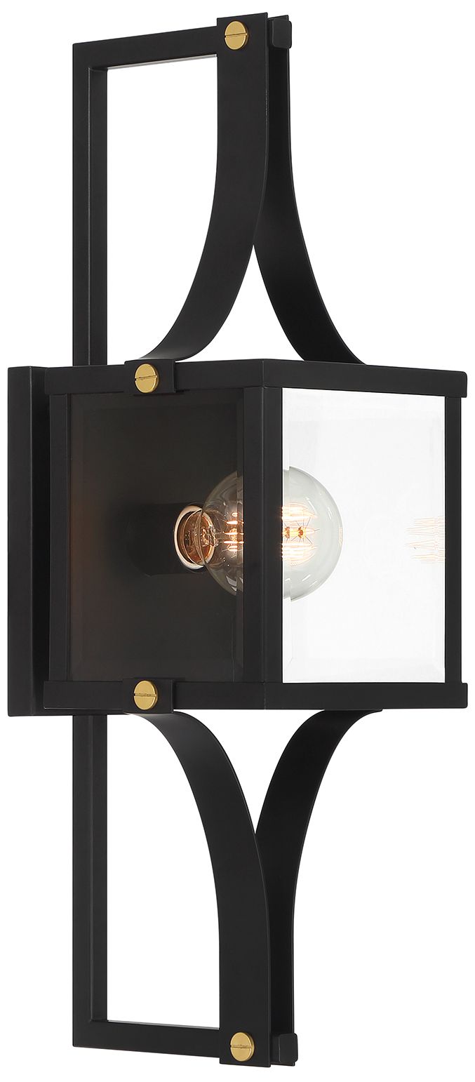Image 4 Raeburn 1-Lt Outdoor Wall Lantern Matte Black and Weathered Brushed Brass more views