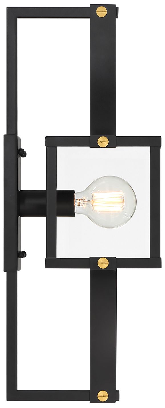 Image 5 Raeburn 1-Lt Outdoor Wall Lantern Matte Black and Weathered Brushed Brass more views