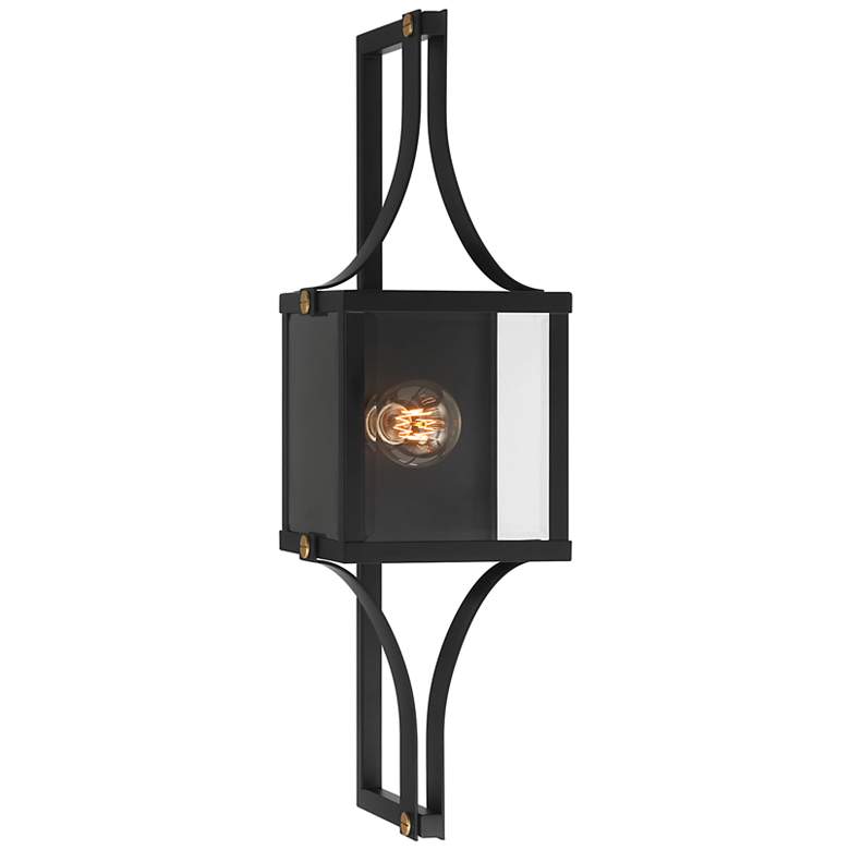 Image 1 Raeburn 28" High Matte Black and Brass Outdoor Wall Light