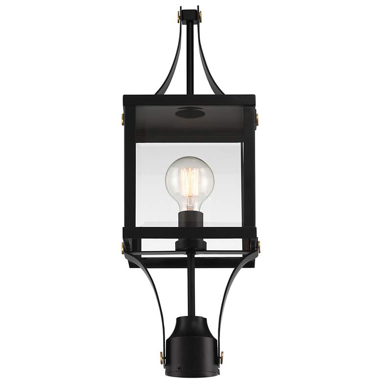 Image 5 Raeburn Outdoor Post Lantern in Matte Black and Weathered Brushed Brass more views