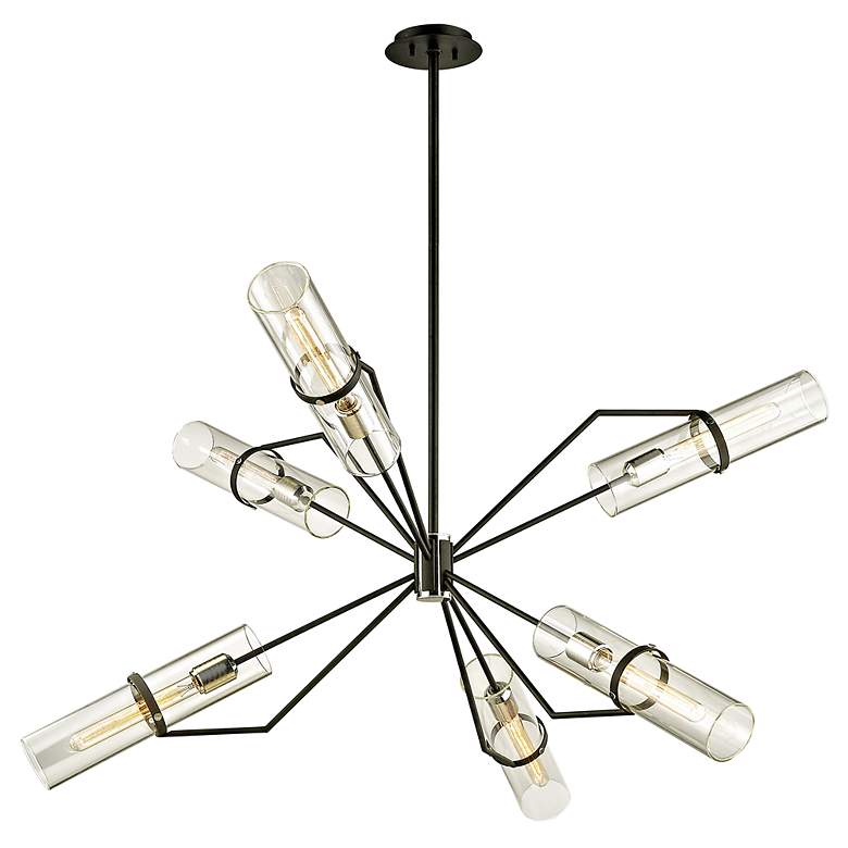 Image 2 Raef 50" Wide Textured Black 6-Light Chandelier