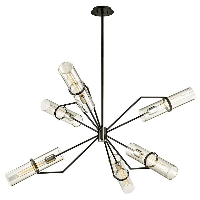 Image 3 Raef 50" Wide Textured Black 6-Light Chandelier more views