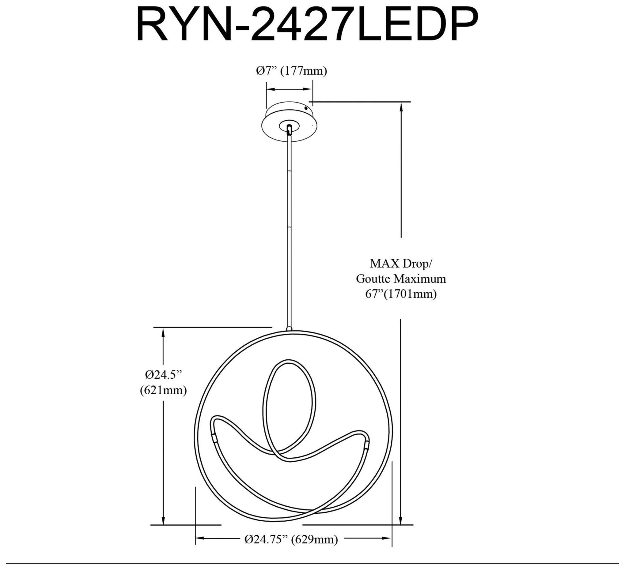 Image 6 Raelynn 24.75" Wide Gold And Matte Black 27.8W Pendant more views