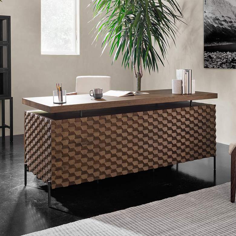 Image 1 Raffael 71" Wide Antique Brown 2-Door Wood Desk
