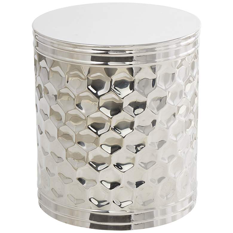 Image 2 Raffi 16 1/4" Wide Polished Silver Metal Drum Accent Table