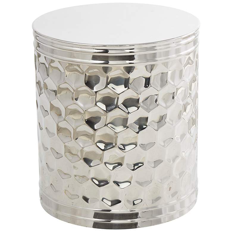 Image 5 Raffi 16 1/4" Wide Polished Silver Metal Drum Accent Table more views