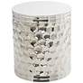 Raffi 16 1/4" Wide Polished Silver Metal Drum Accent Table