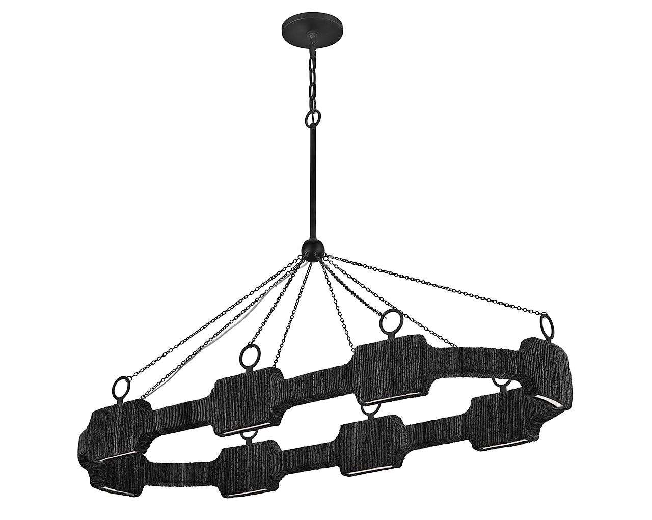 Raffi 52" Wide Carbon Black 8-Light LED Linear Chandelier