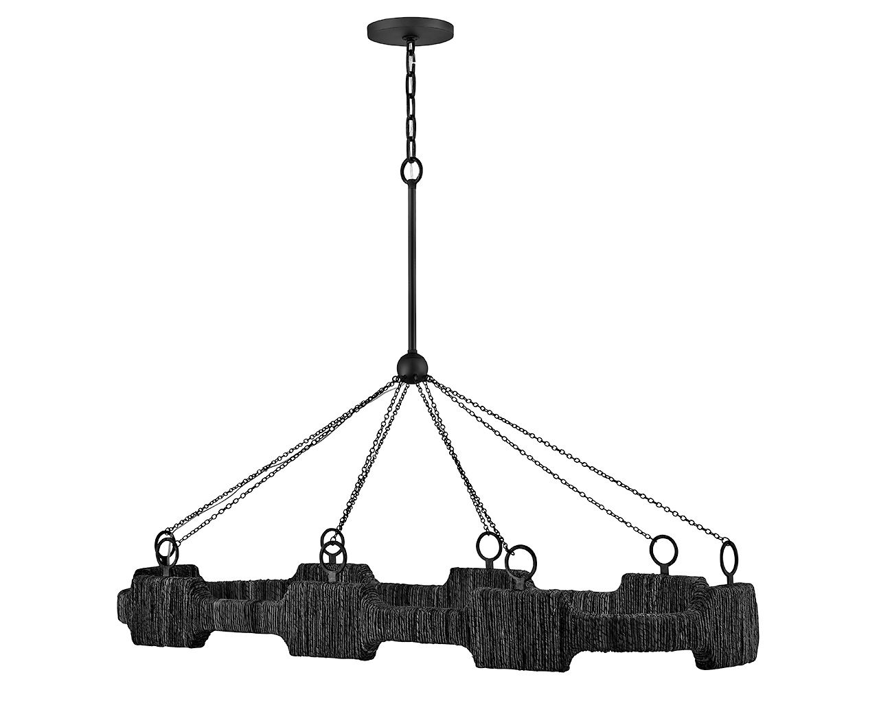 Raffi 52" Wide Carbon Black 8-Light LED Linear Chandelier