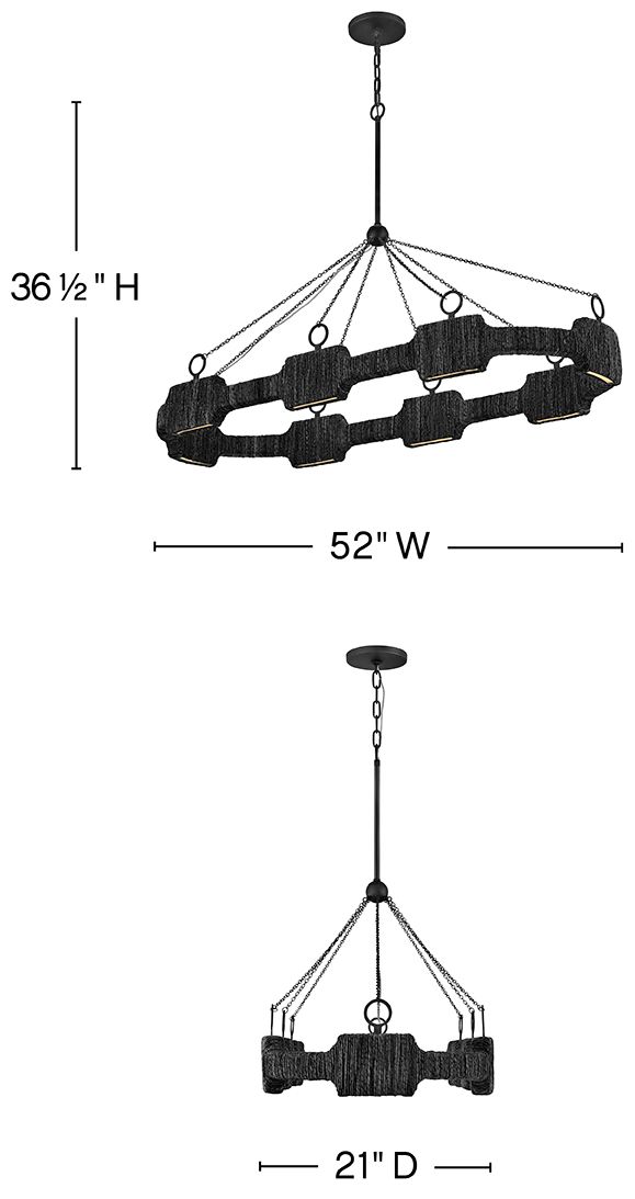 Image 3 Raffi 52" Wide Carbon Black 8-Light LED Linear Chandelier more views