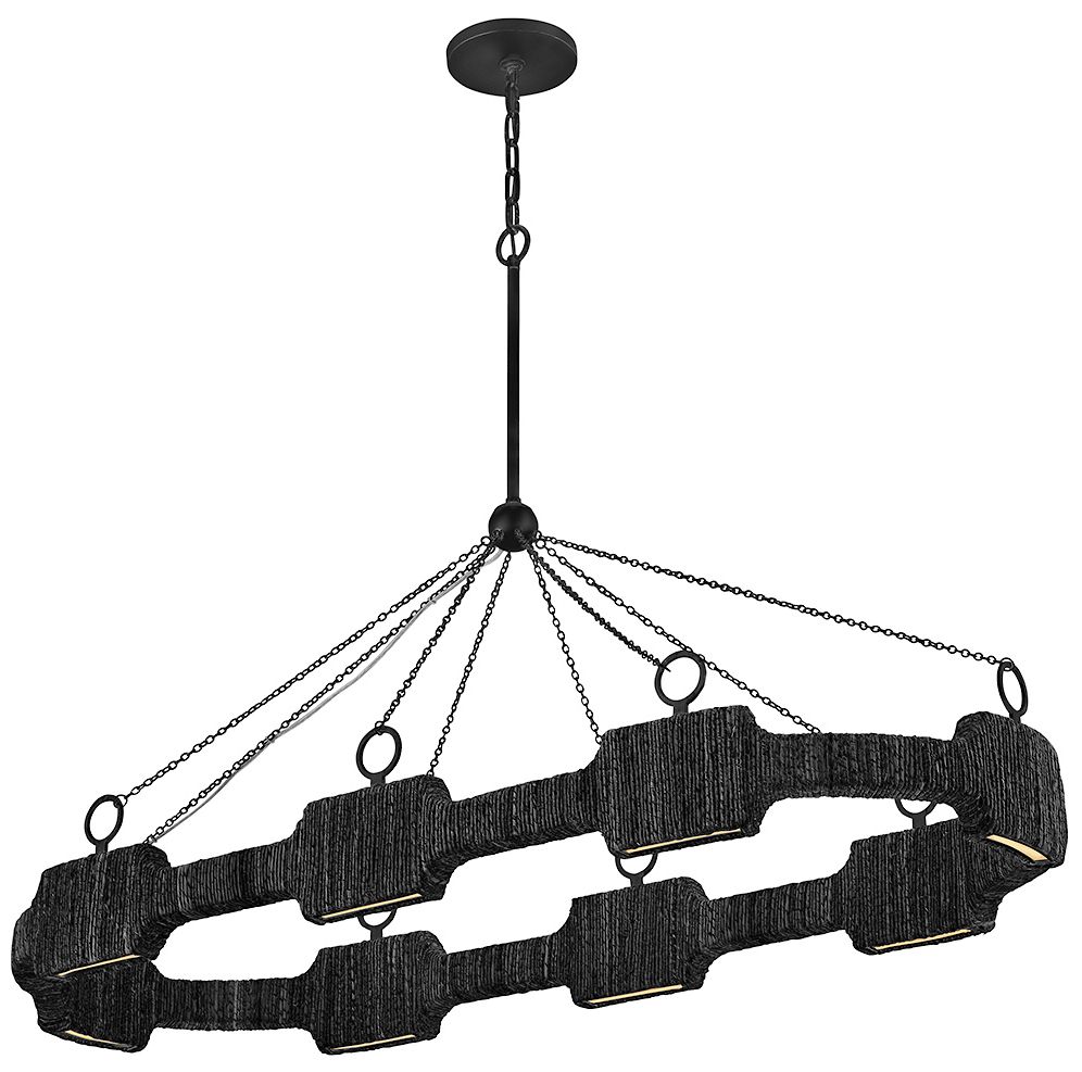 Image 4 Raffi 52" Wide Carbon Black 8-Light LED Linear Chandelier more views