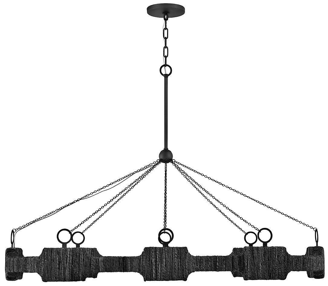 Raffi 52" Wide Carbon Black 8-Light LED Linear Chandelier