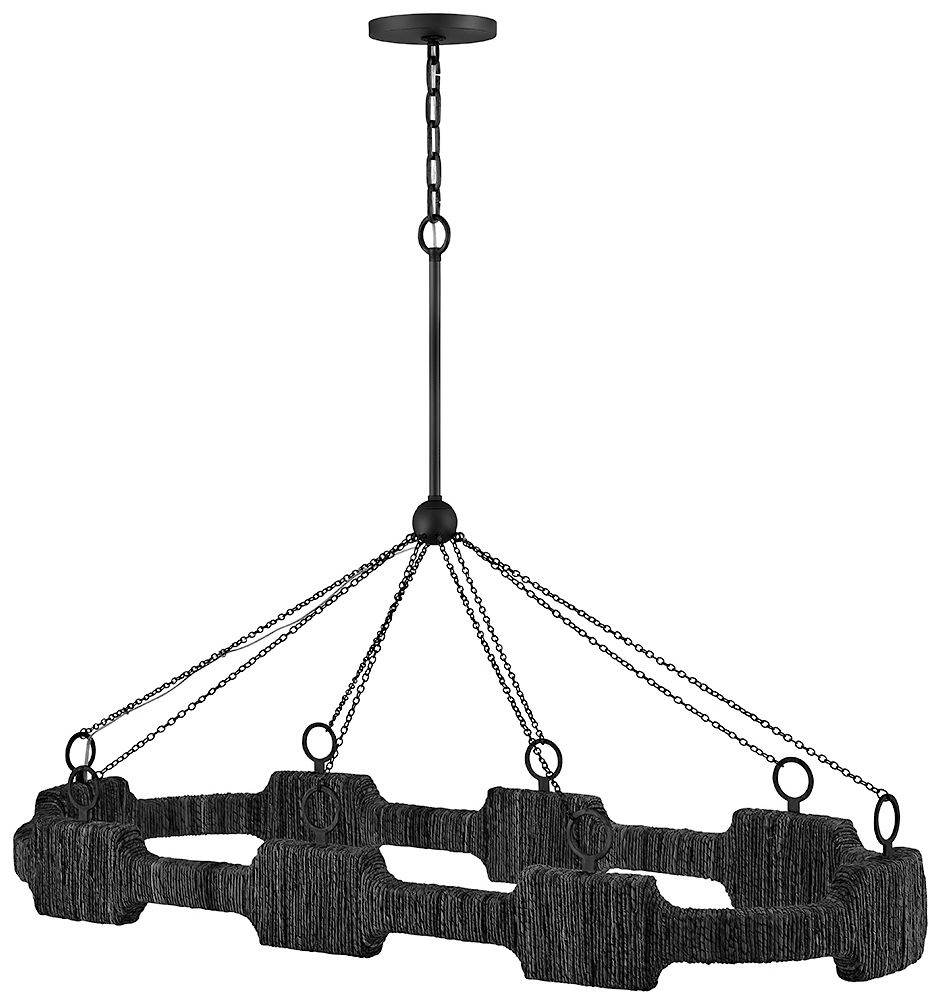 Raffi 52" Wide Carbon Black 8-Light LED Linear Chandelier