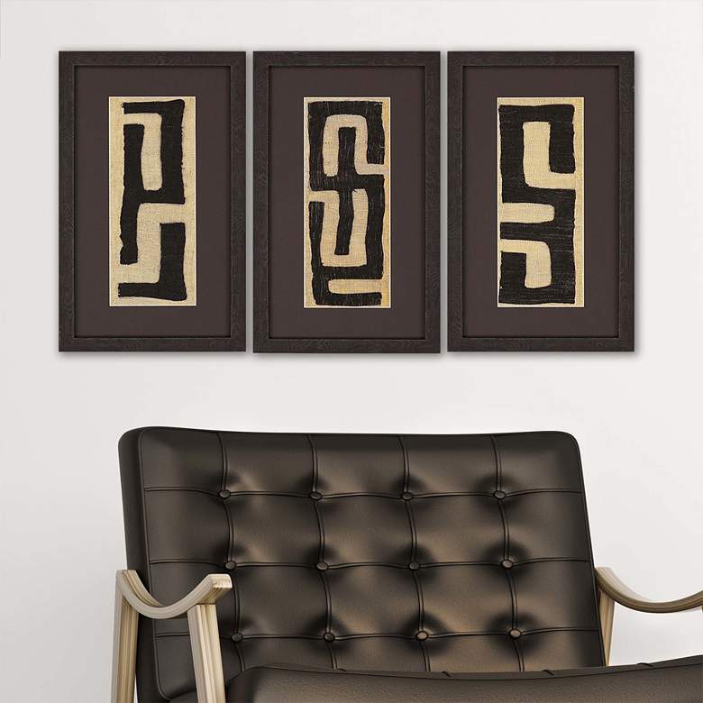 Image 1 Raffia I 23" High 3-Piece Rectangular Framed Giclee Wall Art