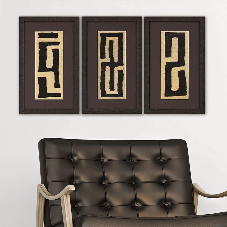 Image 1 Raffia II 23"H 3-Piece Rectangular Framed Giclee Wall Art