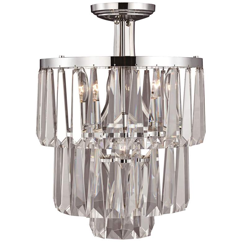 Image 1 Raffinato Polished Nickel 14 1/2"W Crystal Ceiling Light
