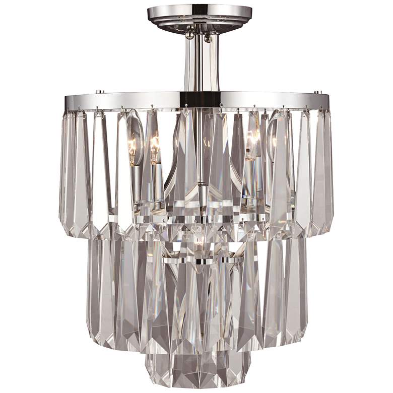 Image 1 Raffinato Polished Nickel 14 1/2 inchW Crystal Ceiling Light