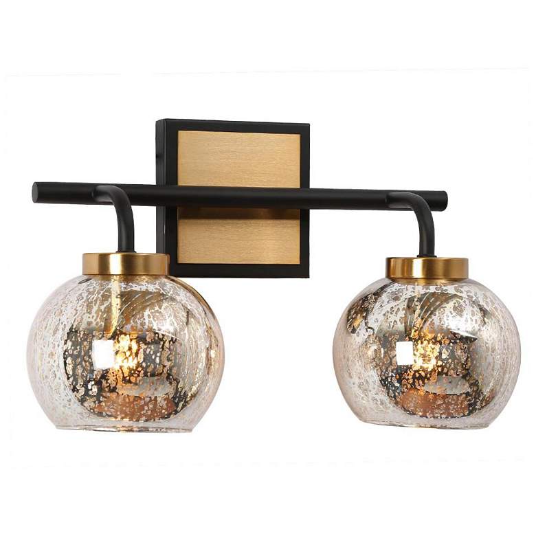 Image 1 Rafflesia 9 1/2"H Matte Black and Brass 2-Light Wall Sconce