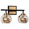 Rafflesia 9 1/2"H Matte Black and Brass 2-Light Wall Sconce