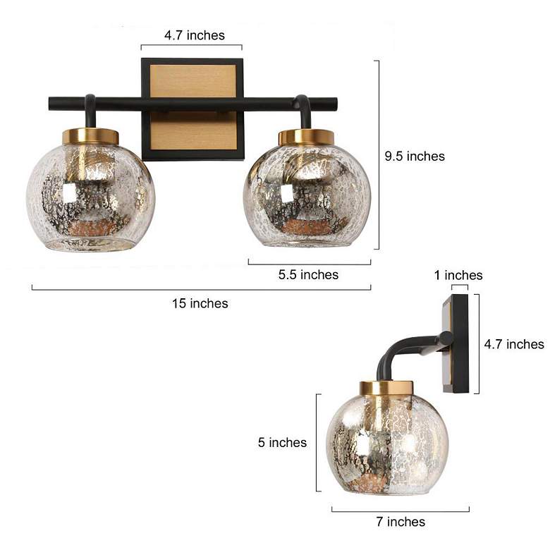 Image 2 Rafflesia 9 1/2"H Matte Black and Brass 2-Light Wall Sconce more views