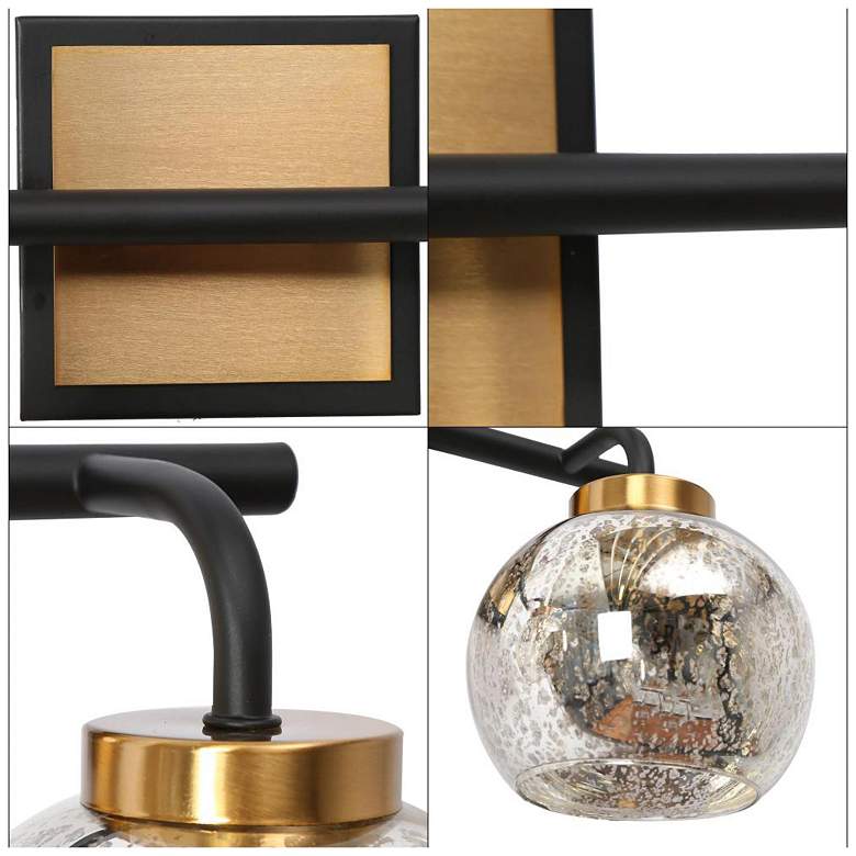 Image 3 Rafflesia 9 1/2"H Matte Black and Brass 2-Light Wall Sconce more views