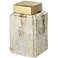 Railey 9" High Shiny Marble Ceramic Jar with Gold Lid