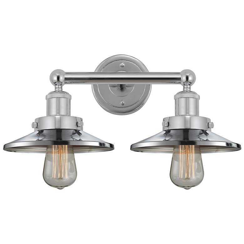 Image 1 Railroad 17"W 2 Light Polished Chrome Bath Light With Polished Chrome