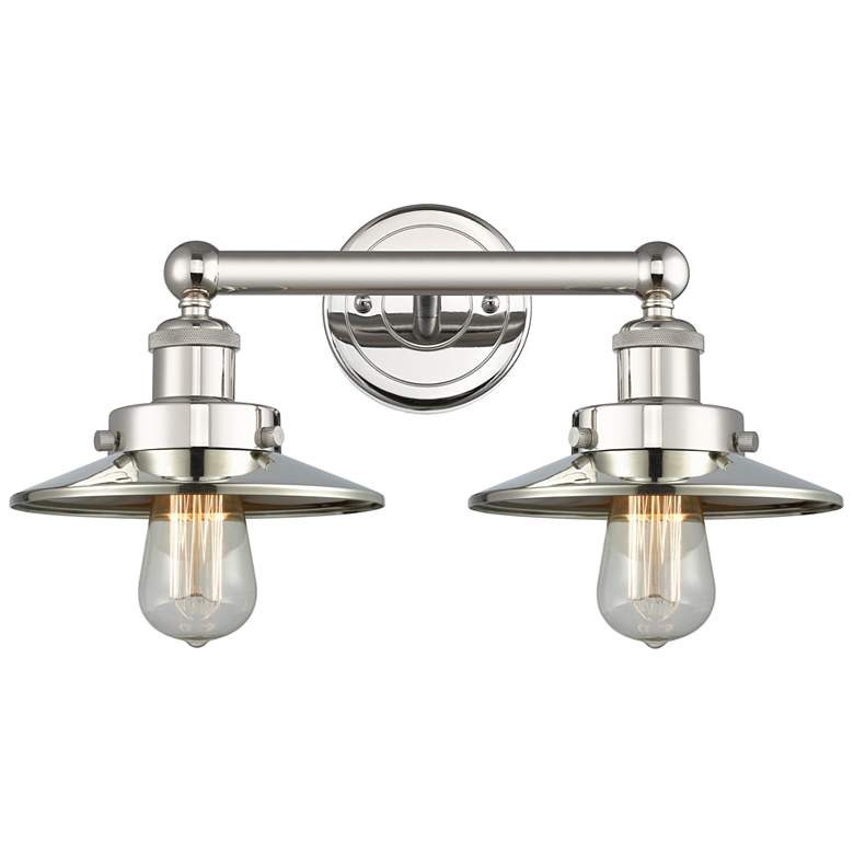 Image 1 Railroad 17"W 2 Light Polished Nickel Bath Light With Polished Nickel