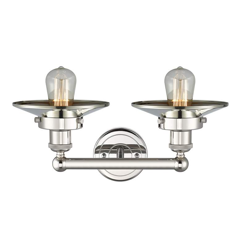 Image 2 Railroad 17"W 2 Light Polished Nickel Bath Light With Polished Nickel more views