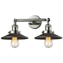 Railroad 18" 2-Light Polished Nickel Bath Light w/ Matte Black Shade