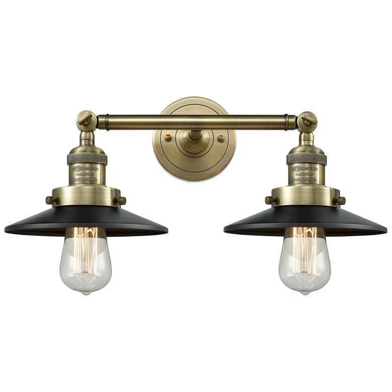 Image 1 Railroad 18" Wide Antique Brass 2-Light Wall Sconce