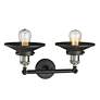 Thumbnail2 of Railroad 2 Light 18" LED Bath Light - Black Brass - Matte Black Shade more views