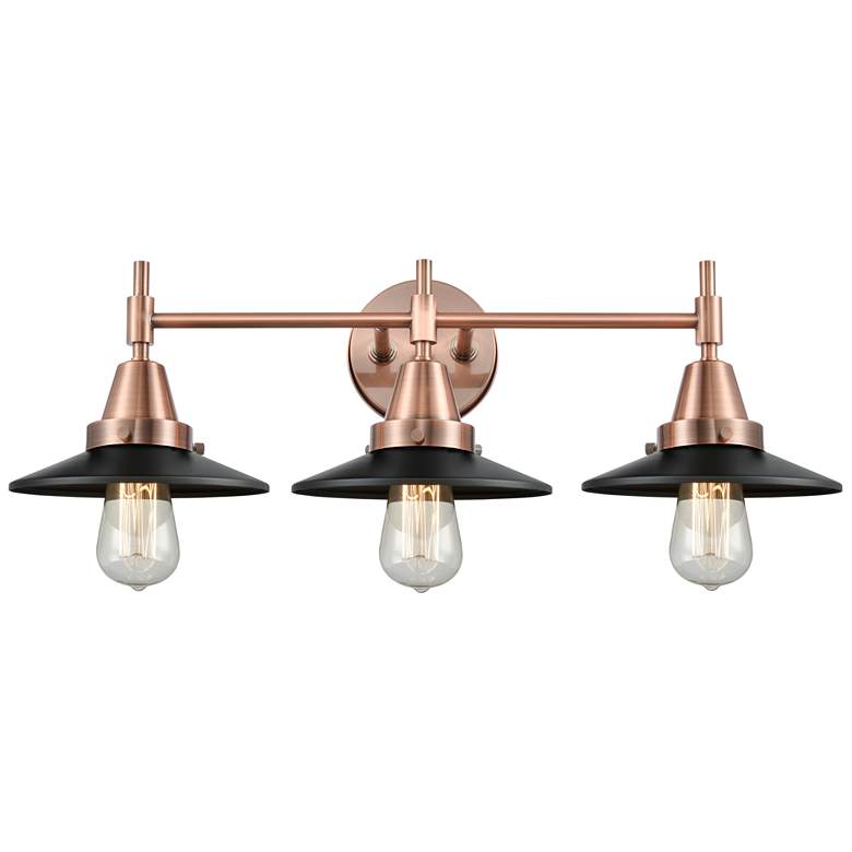 Image 1 Railroad 26" Wide Antique Copper 3-Light Vanity Bath Light