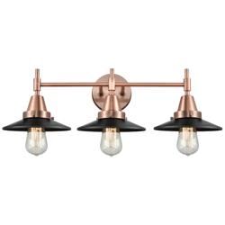 Railroad 26" Wide Antique Copper 3-Light Vanity Bath Light