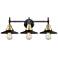 Railroad 26" Wide Black and Brass 3-Light Vanity Bath Light