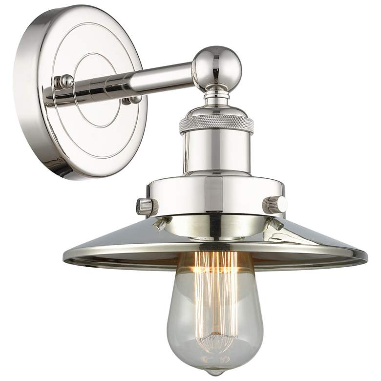 Image 1 Railroad 3" High Polished Nickel Sconce With Polished Nickel Shade
