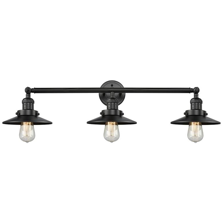 Image 1 Railroad 3 Light 32" LED Bath Light - Matte Black - Matte Black Shade