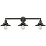 1_Railroad 32" Wide Matte Black 3-Light LED Vanity Bath Light