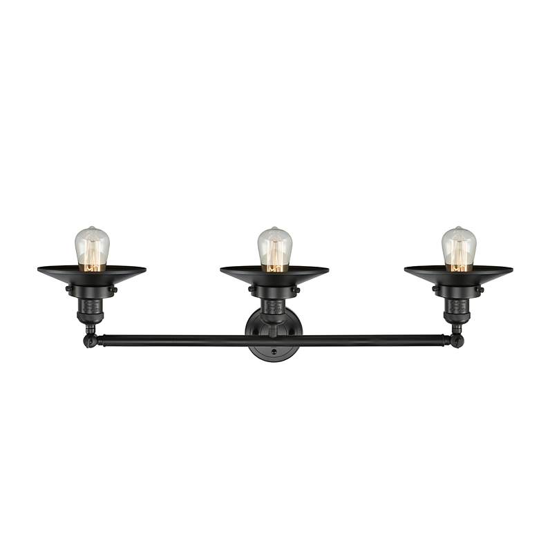 Image 2 Railroad 32" Wide Matte Black 3-Light LED Vanity Bath Light more views
