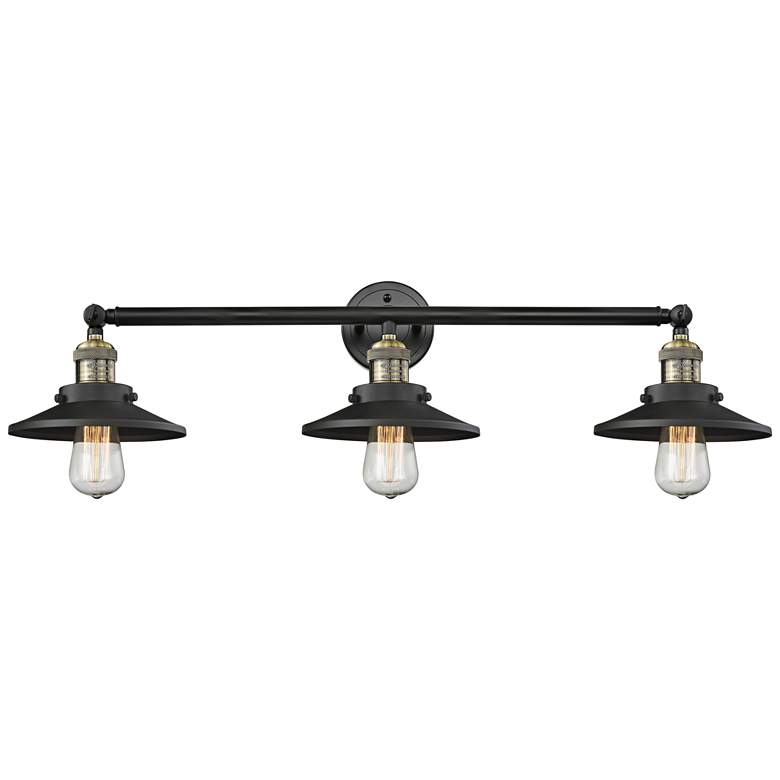 Image 1 Railroad 32 inchW Black and Brass 3-Light Adjustable Bath Light