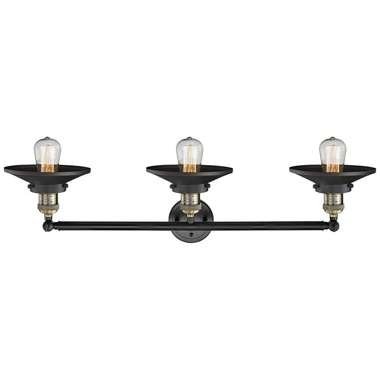 Image 3 Railroad 32 inchW Black and Brass 3-Light Adjustable Bath Light more views