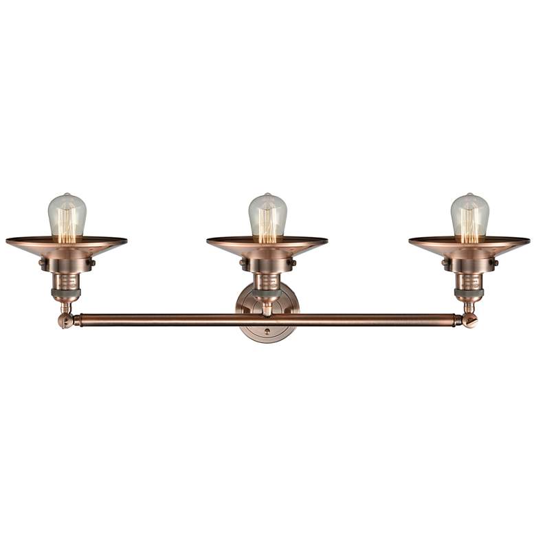 Image 2 Railroad 34" Wide Antique Copper 3-Light LED Bath Light more views